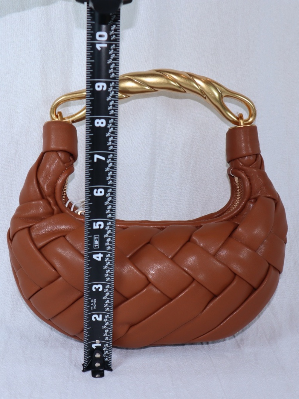 JW Pei Orla Weave Handbag Cognac with Gold Handle NWT inc. dust bag Nordstrom - Picture 7 of 8
